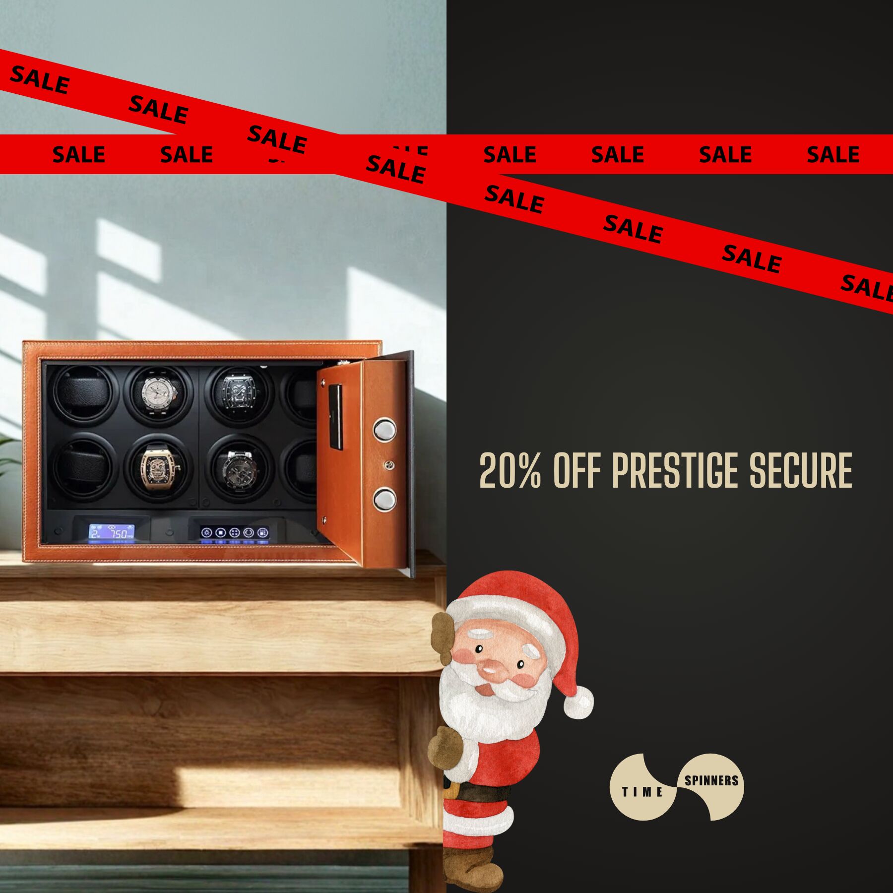 Prestige Secure - Watch Winder Safe Box - 20 Slots Brown